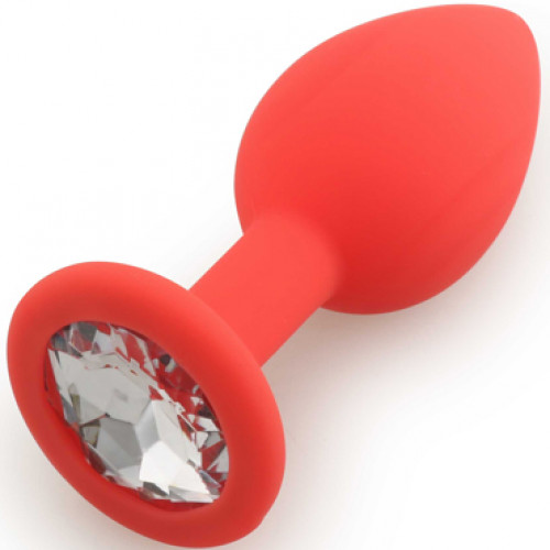 Silicone Butt Plug красно-прозрачный, Small