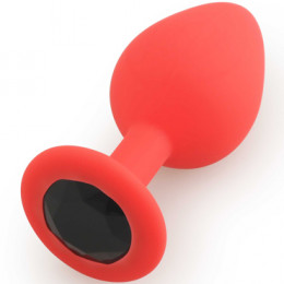 Анальная пробка Silicone Butt Plug  красный/черный, Medium