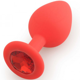 Анальная пробка Silicone Butt Plug красный/красный, Medium