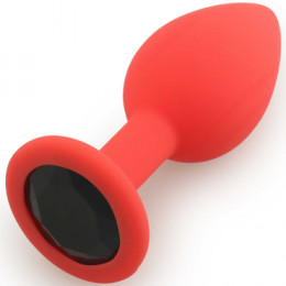 Анальная пробка Silicone Butt Plug красный/черный, Small