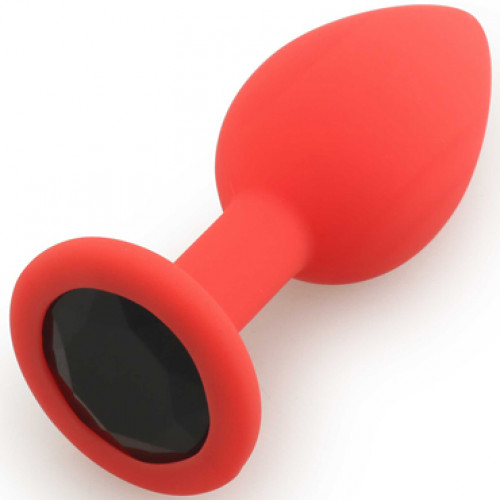 Анальная пробка Silicone Butt Plug красный/черный, Small