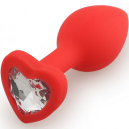 Анальная пробка Silicone Butt Plug Heart Shape красный/прозрачный, Small