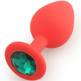  Анальная пробка Silicone Butt Plug красный/зеленый, Medium