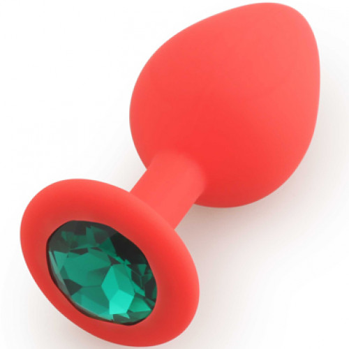  Анальная пробка Silicone Butt Plug красный/зеленый, Medium