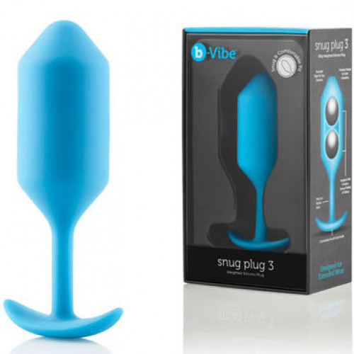 Анальная пробка из силикона B-Vibe Snug Plug 3, голубая