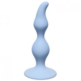 Lola Toys First Time Curved Anal Plug, голубая. Рельефная анальная втулка на присоске