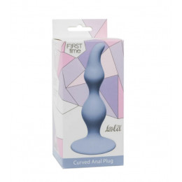 Lola Toys First Time Curved Anal Plug, голубая. Рельефная анальная втулка на присоске