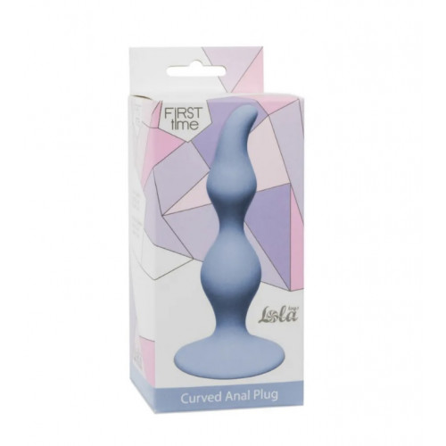 Lola Toys First Time Curved Anal Plug, голубая. Рельефная анальная втулка на присоске