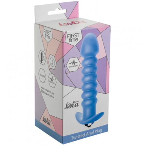 Lola Twisted Anal Plug, синяя. Анальная пробка с вибрацией