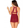 Кружевной бэби долл с вырезами и трусики Obsessive Ivetta babydoll красный, L-XL