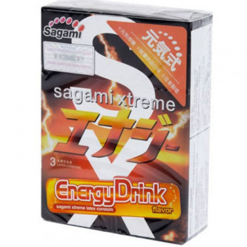 Презервативы латексные с ароматом red bull Sagami Xtreme Energy, 3 шт.