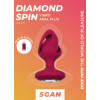 Спиральная анальная пробка с кристаллом и вибрацией SGAN Diamond Spin, бордо