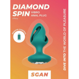 Спиральная анальная пробка с кристаллом и вибрацией SGAN Diamond Spin, тиффани