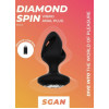 Спиральная анальная пробка с кристаллом и вибрацией SGAN Diamond Spin, черная